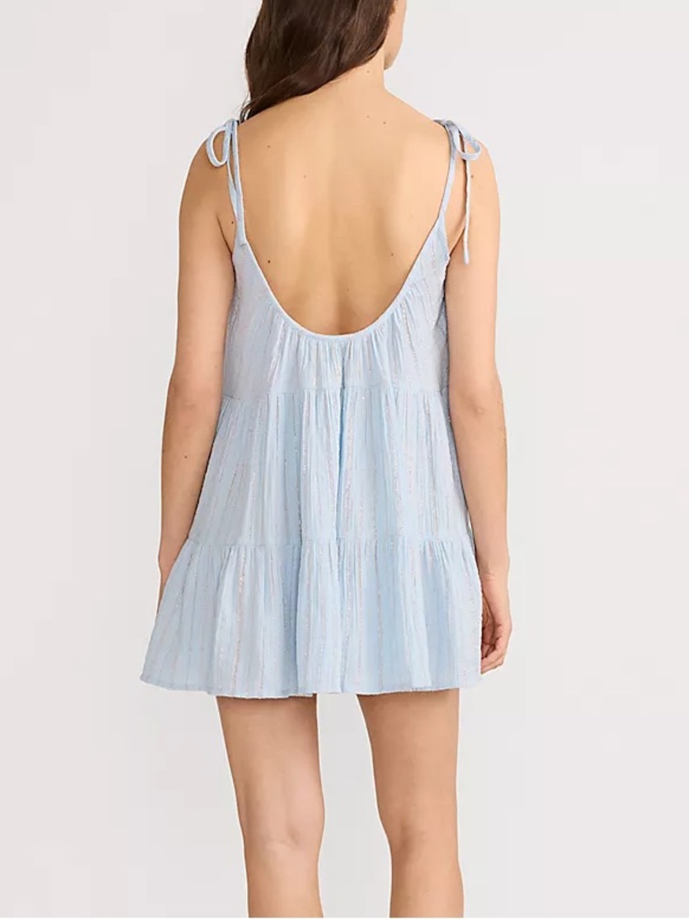 Lands’ End Sky Blue Tiered Swim Cover-Up with Gold Metallic‎ Accents, Size L - Picture 2 of 9